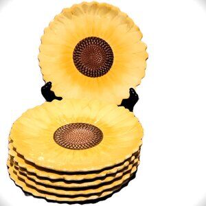 6 PIER1 IMPORTS Sunflower Fields Salad Dessert Plates Set of 6 Handcrafted